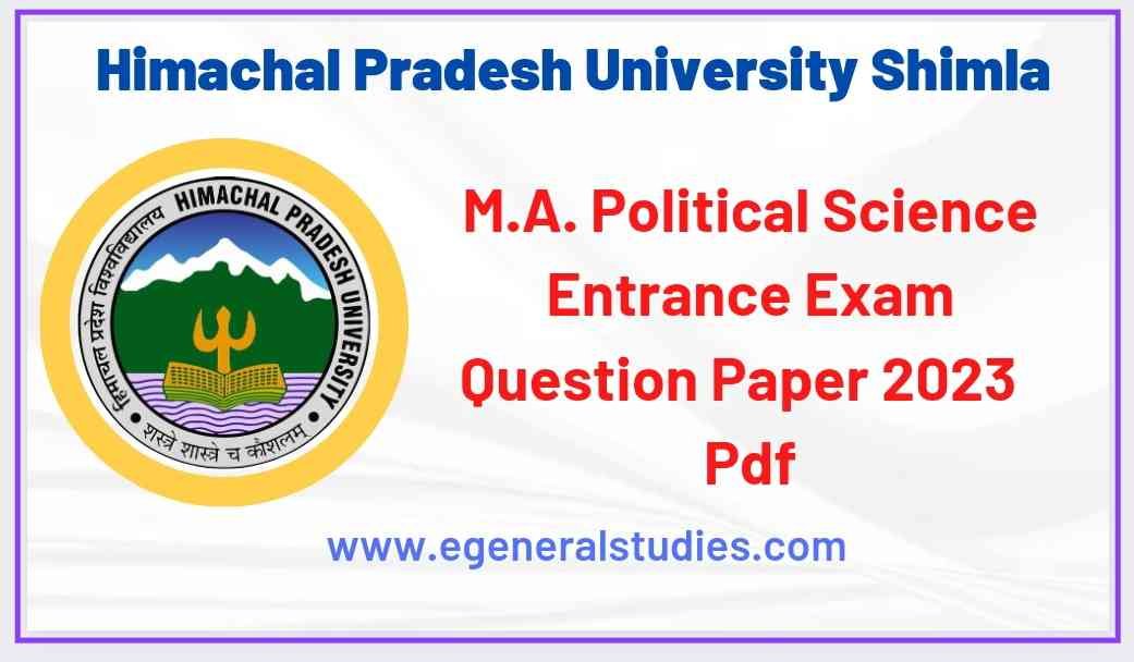 HPU Shimla M.A. Entrance Exam Political Science Question Paper Pdf 2023 ...