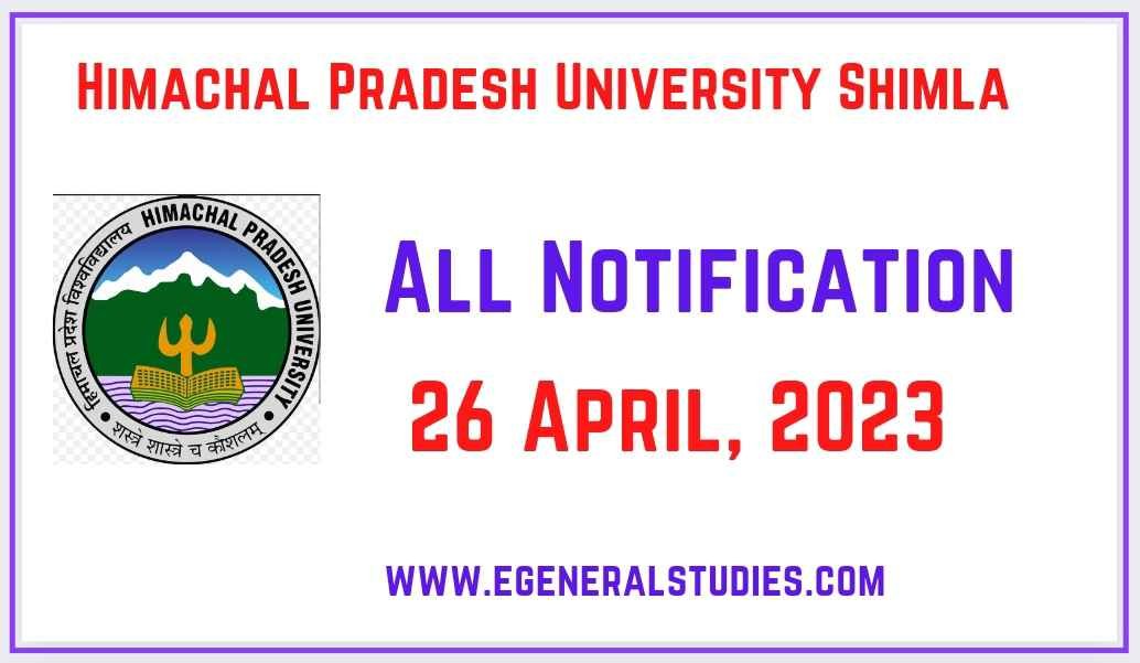 Hpu Shimla All Notification 26 April 2023 General Studies