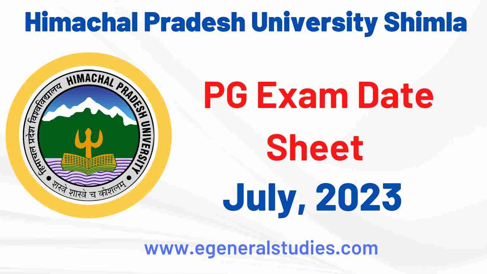 Hpu Shimla Pg Exam Date Sheet July 2023 General Studies